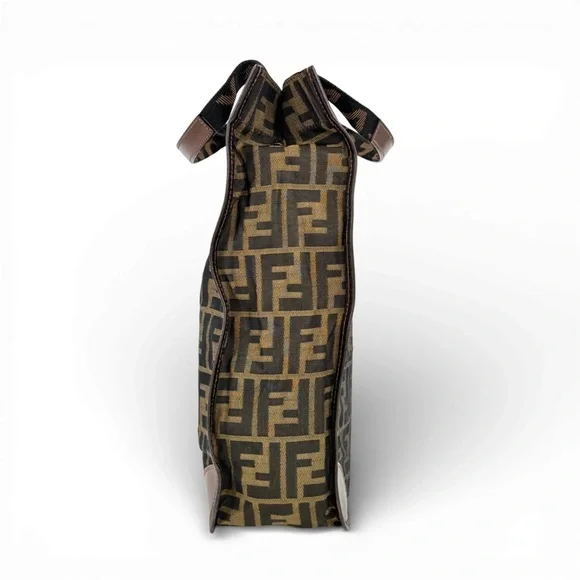 AUTH FENDI Tote Bag • Zucca Forever FF Fendi Logo Mania Monogram Tobacco Color - Picture 5 of 8